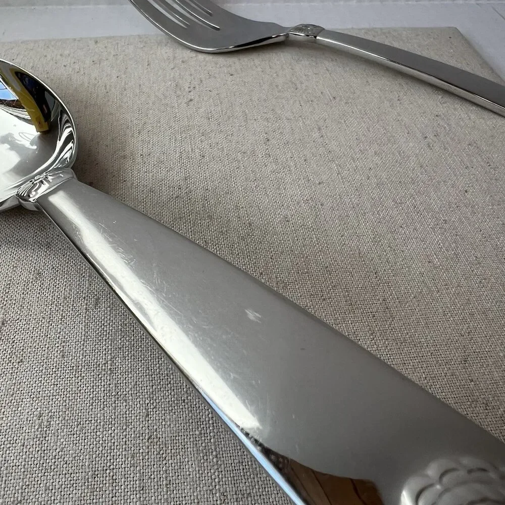Ralph Lauren TELLURIDE Serving Spoon & Fork Stainless Steel Flatware Korea 1995